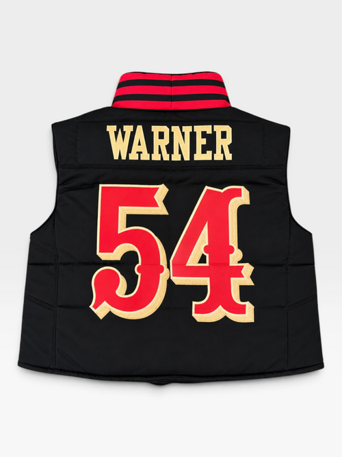 49ers Warner #54 Rivalry Puffer Vest - Courtside Couture#original_value#