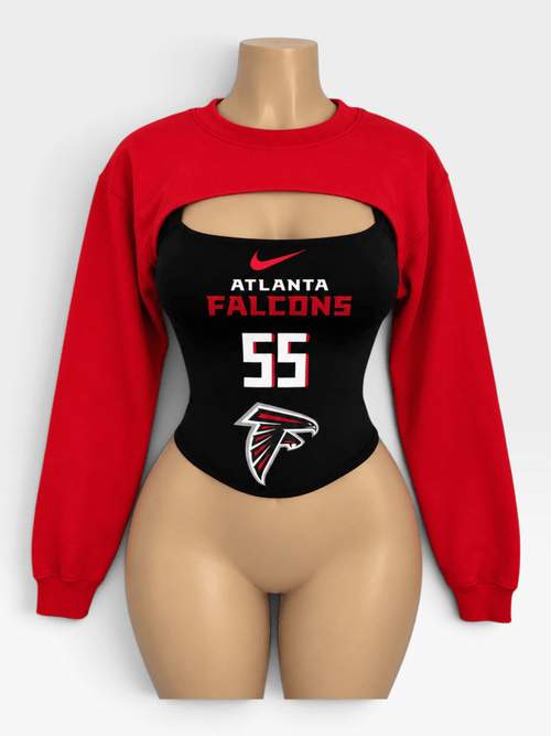 Atlanta Game Day Corset Top + Cropped Shrug Set - Courtside CoutureAtlanta Game Day Corset Top + Cropped Shrug Set