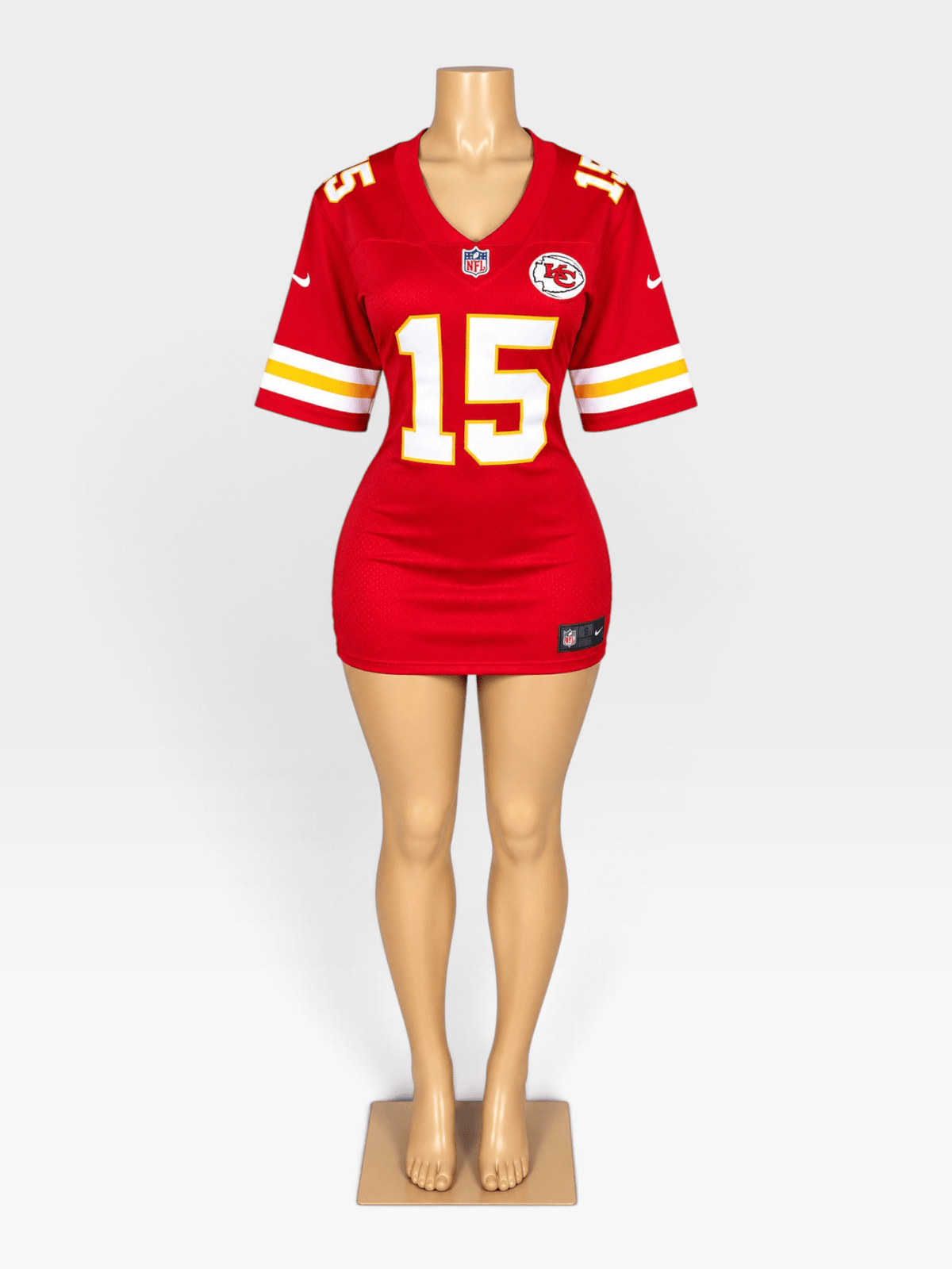Custom Chiefs NFL Fitted Jersey Dress w/ Sleeves - Courtside CoutureCustom Chiefs NFL Fitted Jersey Dress w/ Sleeves
