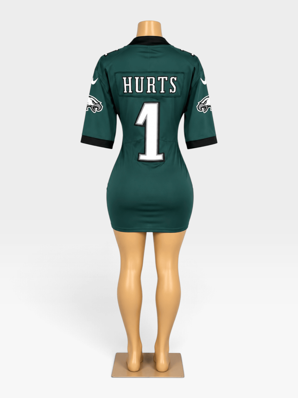 Custom Eagles NFL Fitted Jersey Dress w/ Sleeves - Courtside CoutureCustom Eagles NFL Fitted Jersey Dress w/ Sleeves