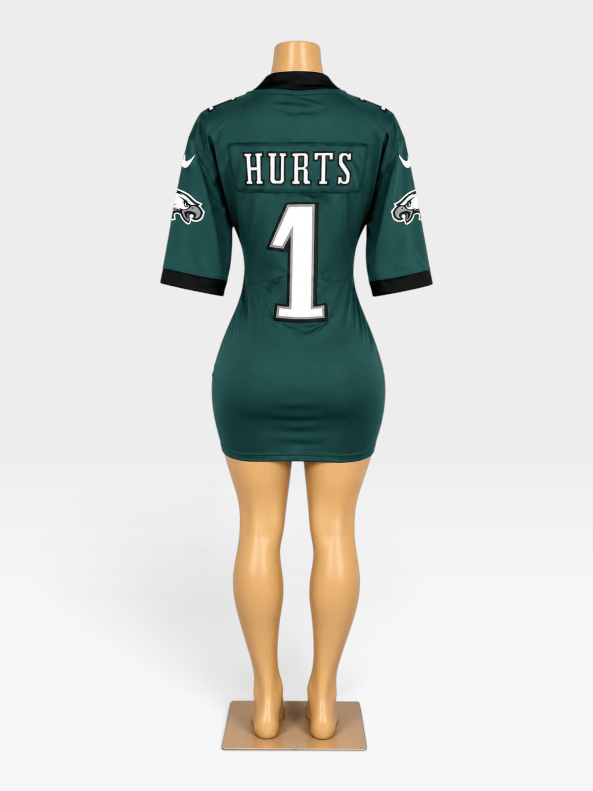 Custom Eagles NFL Fitted Jersey Dress w/ Sleeves - Courtside CoutureCustom Eagles NFL Fitted Jersey Dress w/ Sleeves