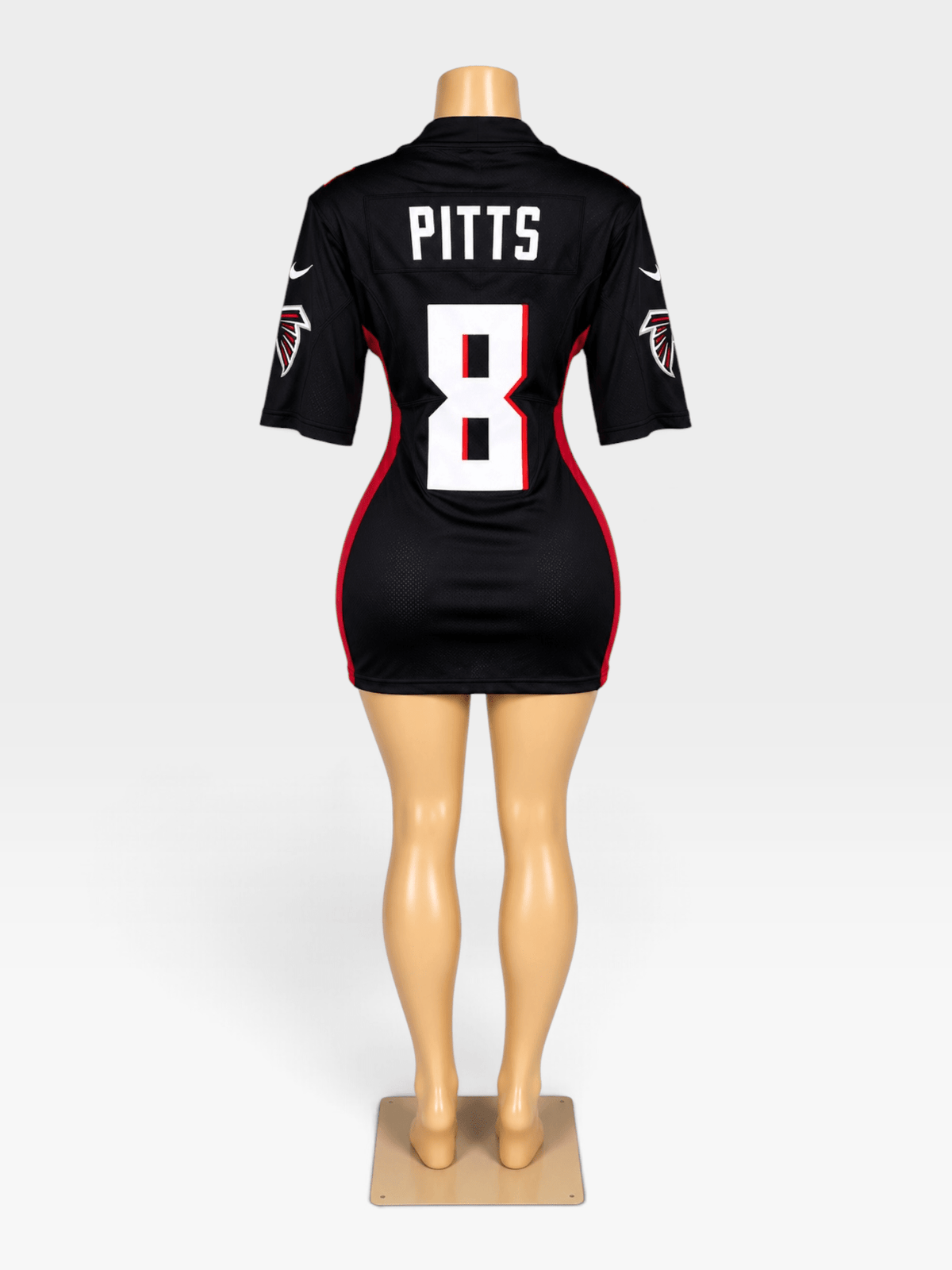 Custom Falcons NFL Fitted Jersey Dress w/ Sleeves - Courtside CoutureCustom Falcons NFL Fitted Jersey Dress w/ Sleeves