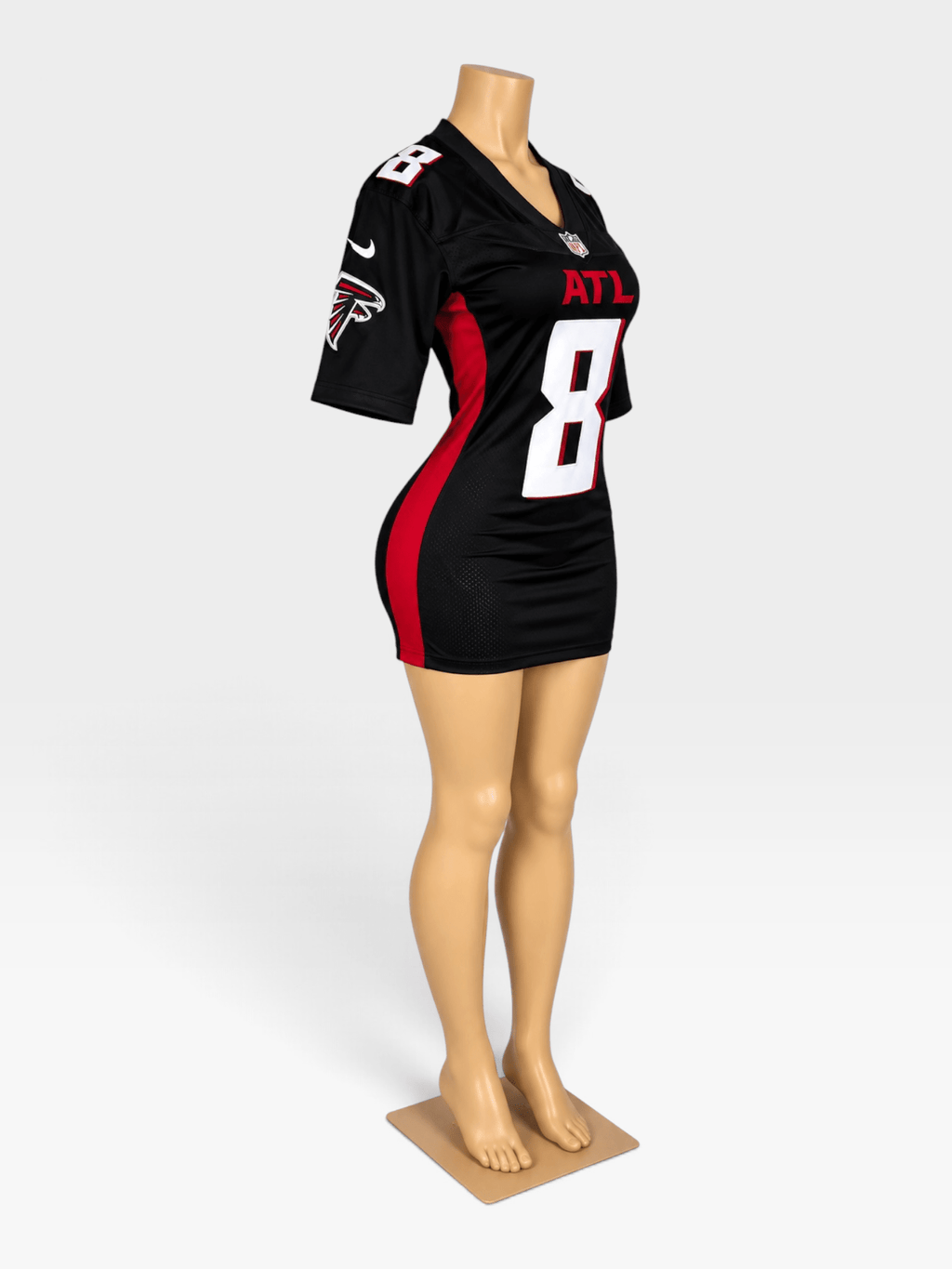 Custom Falcons NFL Fitted Jersey Dress w/ Sleeves - Courtside CoutureCustom Falcons NFL Fitted Jersey Dress w/ Sleeves