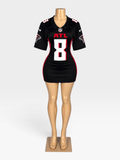 Custom Falcons NFL Fitted Jersey Dress w/ Sleeves - Courtside CoutureCustom Falcons NFL Fitted Jersey Dress w/ Sleeves