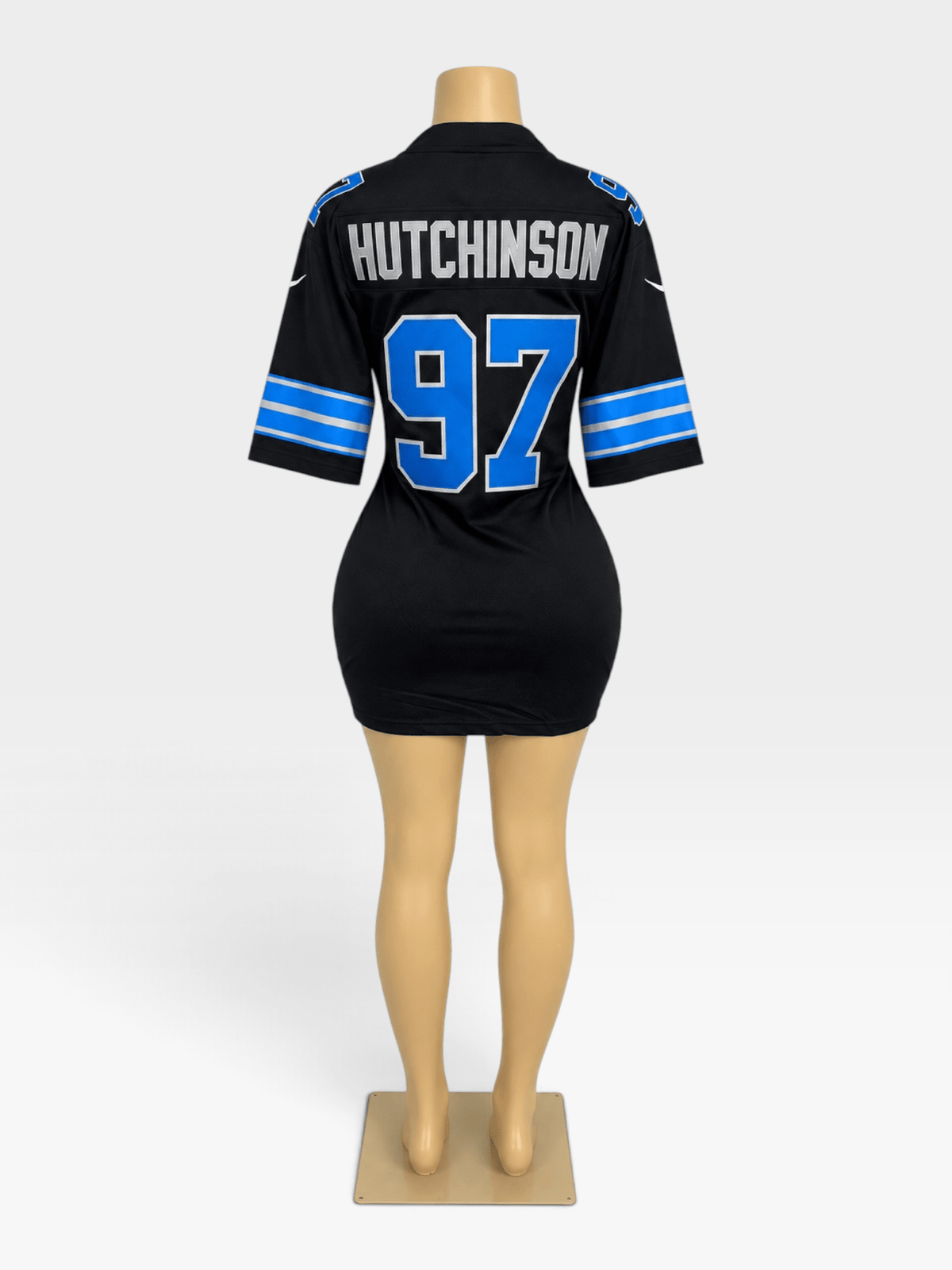 Custom Lions NFL Fitted Jersey Dress w/ Sleeves - Courtside CoutureCustom Lions NFL Fitted Jersey Dress w/ Sleeves