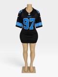 Custom Lions NFL Fitted Jersey Dress w/ Sleeves - Courtside CoutureCustom Lions NFL Fitted Jersey Dress w/ Sleeves