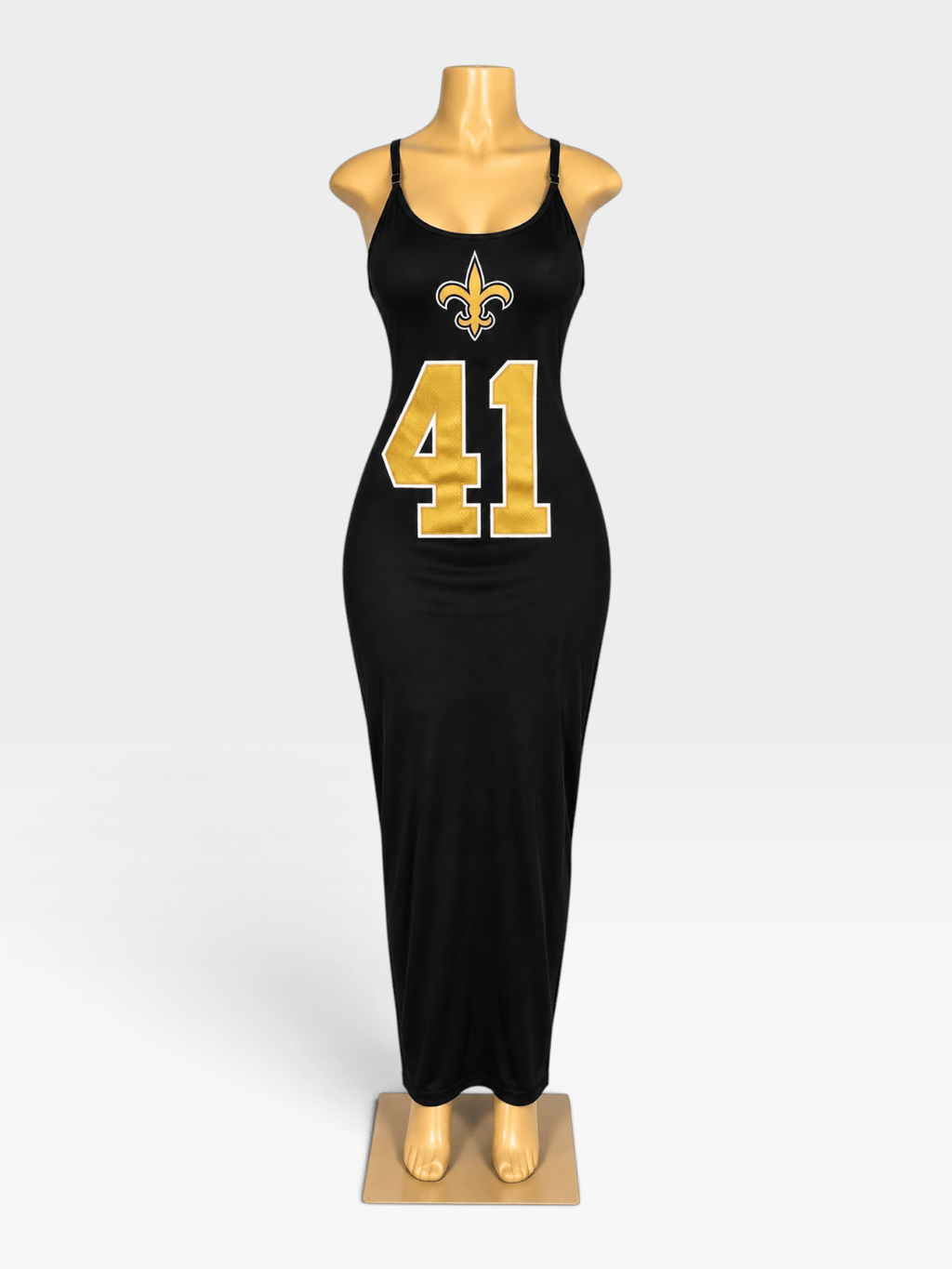 Custom New Orleans Saints “Kamara 41” Maxi Jersey Dress – Handmade Game Day Dress - Courtside CoutureCustom New Orleans Saints “Kamara 41” Maxi Jersey Dress – Handmade Game Day Dress