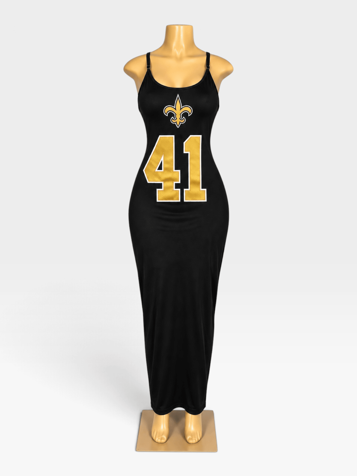 Custom New Orleans Saints “Kamara 41” Maxi Jersey Dress – Handmade Game Day Dress - Courtside CoutureCustom New Orleans Saints “Kamara 41” Maxi Jersey Dress – Handmade Game Day Dress