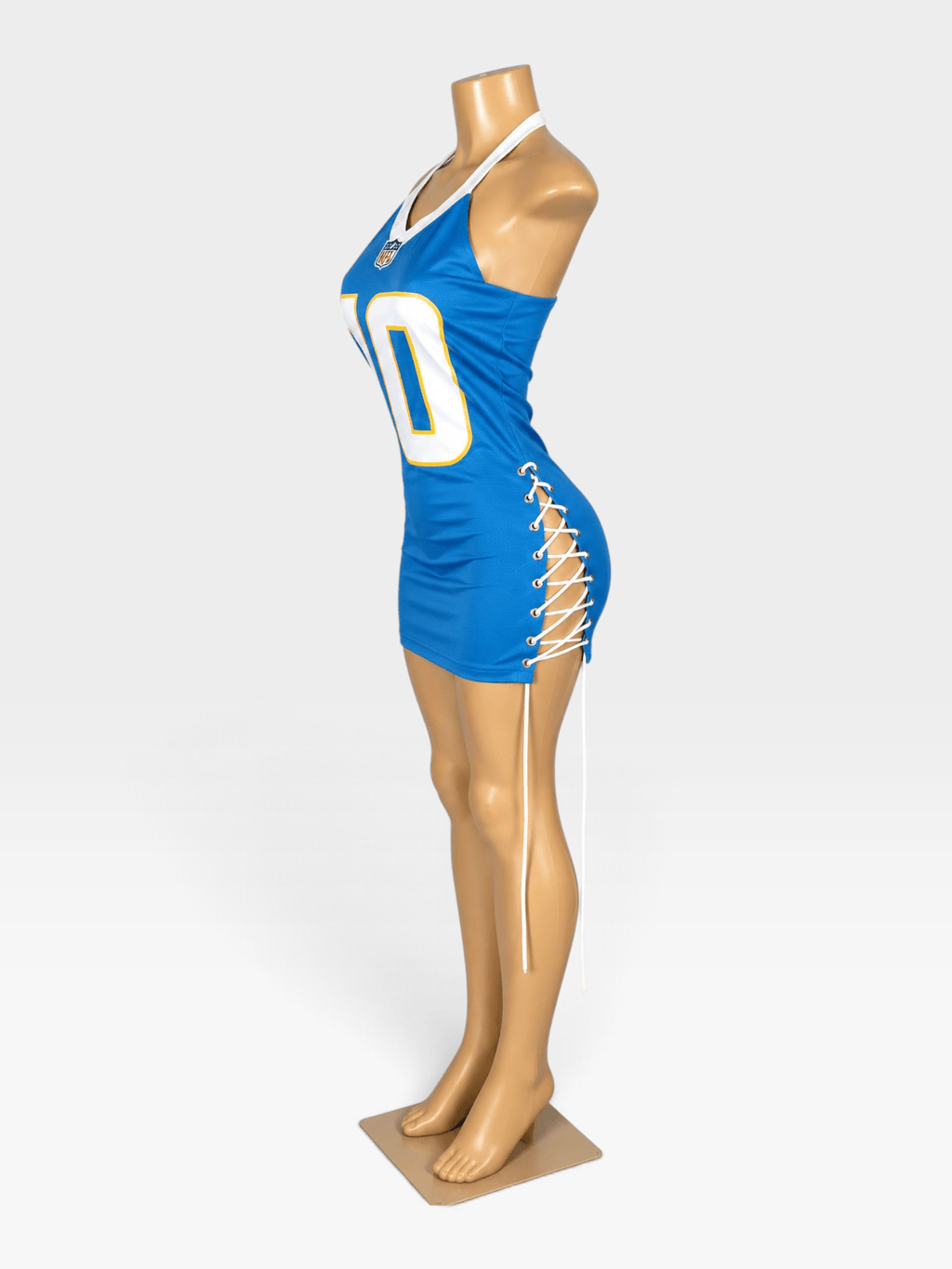 Custom NFL Chargers Jersey Dress for Women Team-Inspired Game Day Dress - Courtside CoutureCustom NFL Chargers Jersey Dress for Women Team-Inspired Game Day Dress