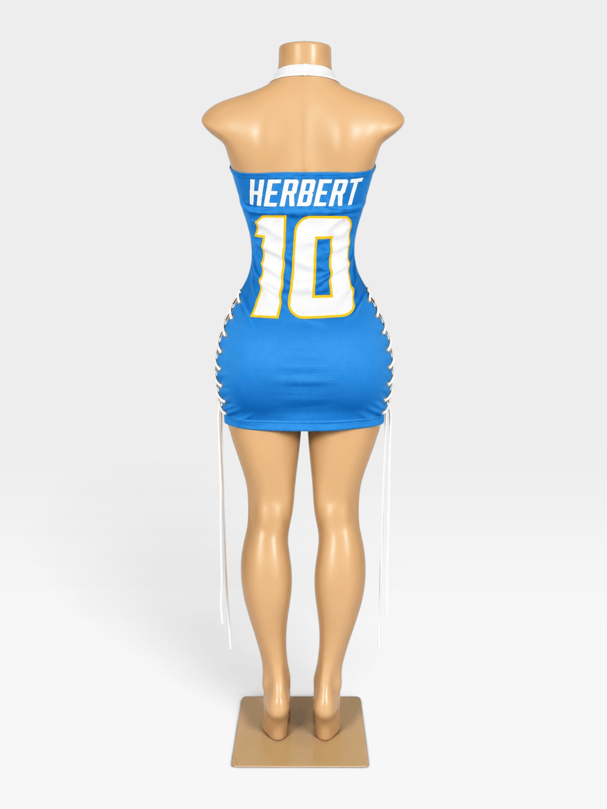 Custom NFL Chargers Jersey Dress for Women Team-Inspired Game Day Dress - Courtside CoutureCustom NFL Chargers Jersey Dress for Women Team-Inspired Game Day Dress