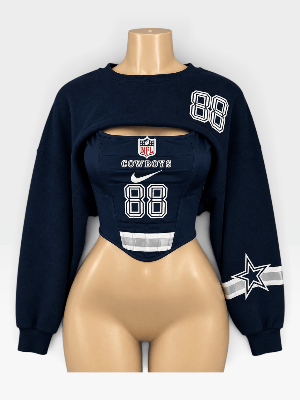 Custom NFL Cowboys Corset for Women Team-Inspired Game Day Top - Courtside CoutureCustom NFL Cowboys Corset for Women Team-Inspired Game Day Top