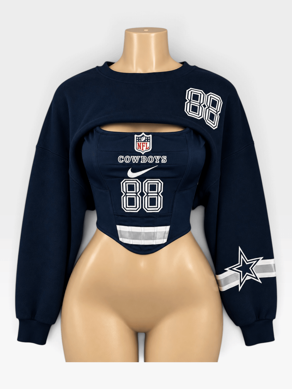 Custom NFL Cowboys Corset for Women Team-Inspired Game Day Top - Courtside CoutureCustom NFL Cowboys Corset for Women Team-Inspired Game Day Top