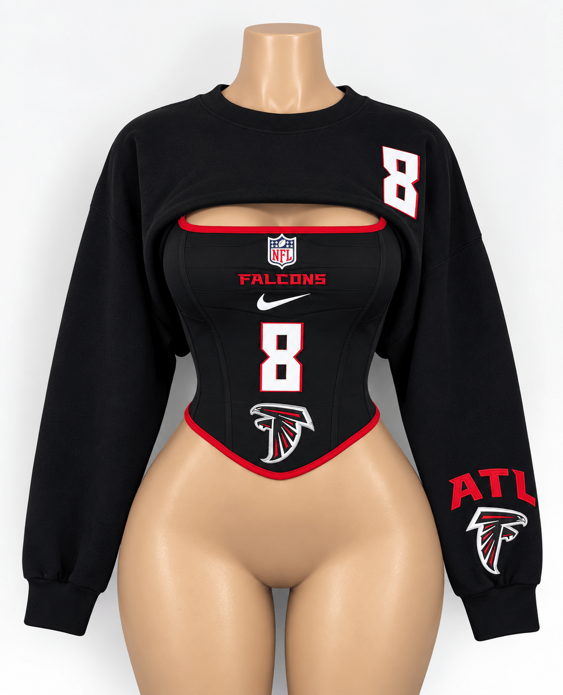 Custom NFL Falcons Corset for Women Team-Inspired Game Day Top - Courtside CoutureCustom NFL Falcons Corset for Women Team-Inspired Game Day Top