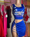 Royal Blue Nipsey Tribute Skirt Set Crenshaw - Courtside CoutureRoyal Blue Nipsey Tribute Skirt Set Crenshaw