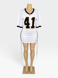 Saints #41 Lace-Up Jersey Mini Dress | Custom Game Day Dress - Courtside CoutureSaints #41 Lace-Up Jersey Mini Dress | Custom Game Day Dress