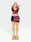 Sparkly Black & Red Bulls Jordan 23 2-Piece Skirt Set - Courtside CoutureSparkly Black & Red Bulls Jordan 23 2-Piece Skirt Set