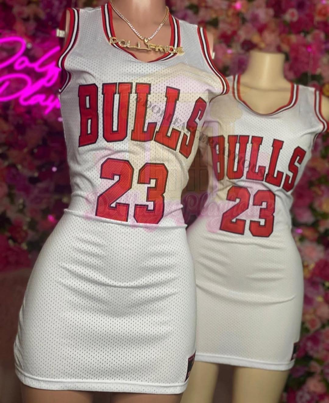 White Bulls #23 Jordan Jersey Dress or 2-Piece Skirt Set - Courtside CoutureWhite Bulls #23 Jordan Jersey Dress or 2-Piece Skirt Set