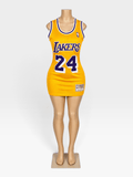 Yellow Lakers #24 Kobe Bryant Jersey Dress - Courtside CoutureYellow Lakers #24 Kobe Bryant Jersey Dress